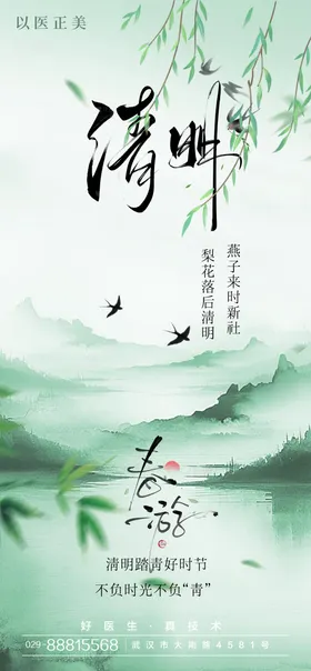 清明节气海报春日山水新