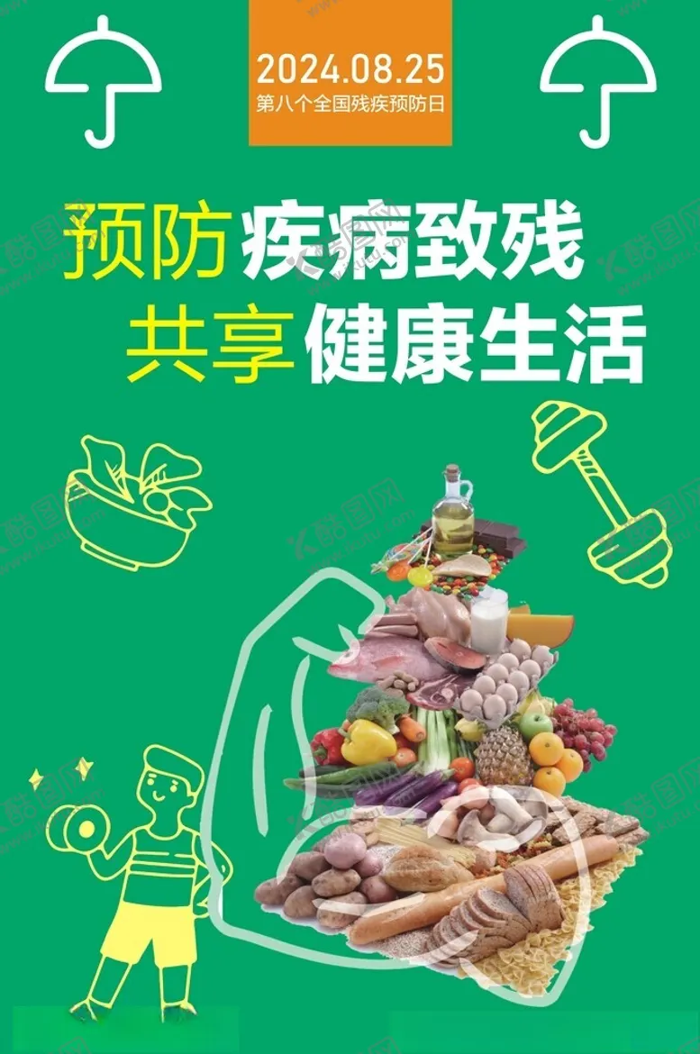编号：35183302202208372498【酷图网】源文件下载-第八次全国残疾预防日海报