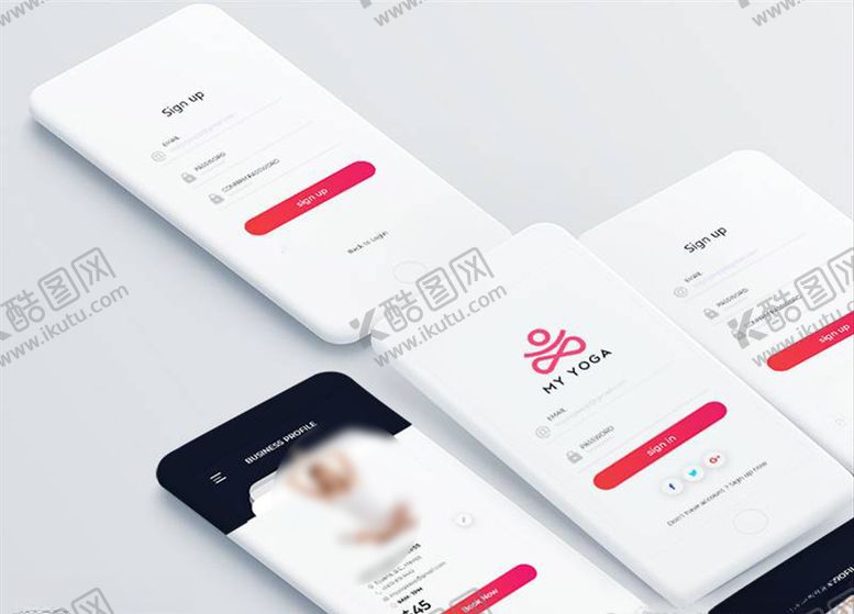 编号：41575905080440068120【酷图网】源文件下载-xd瑜伽红色UI设计登录页注册