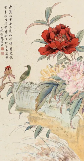 国画背景墙书房风景飞白
