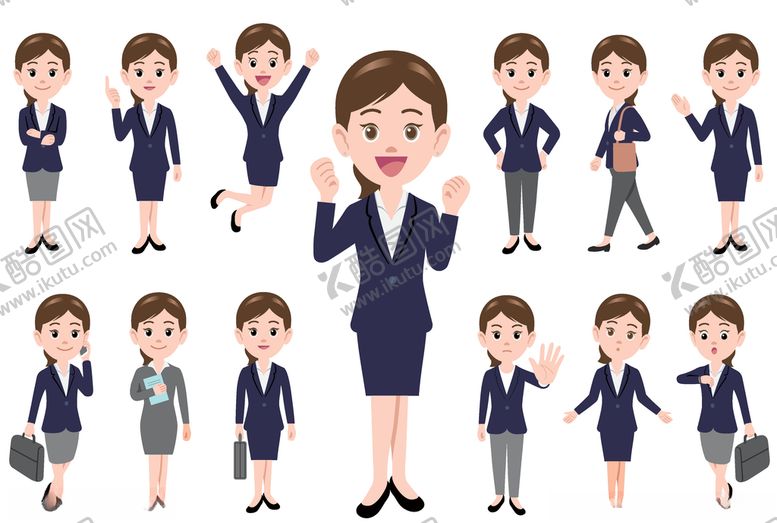 编号：69053709210816192127【酷图网】源文件下载-女白领商务卡通矢量图