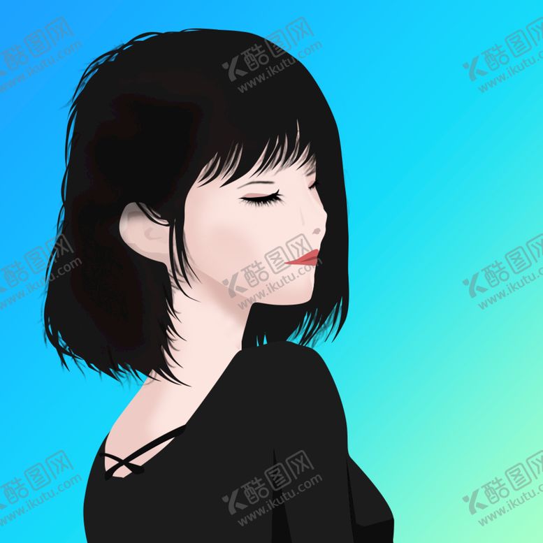 编号：74950609221434386072【酷图网】源文件下载-手绘人物手绘女孩侧脸女孩