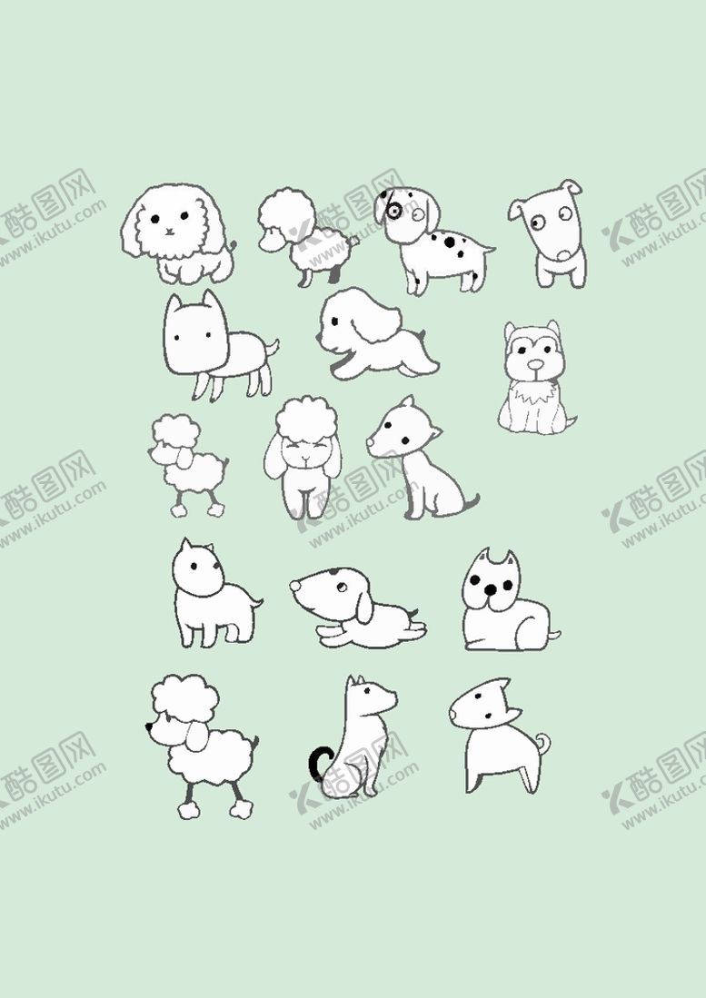 编号：66504112130239008776【酷图网】源文件下载-简笔画动物