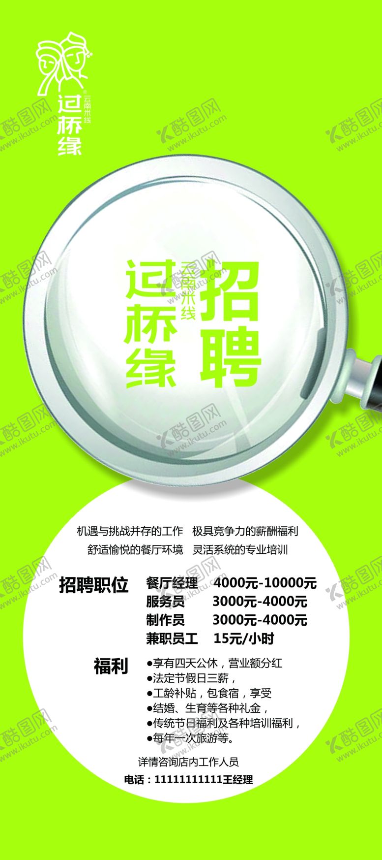 编号：88874906180155375919【酷图网】源文件下载-饭店招聘广告门展