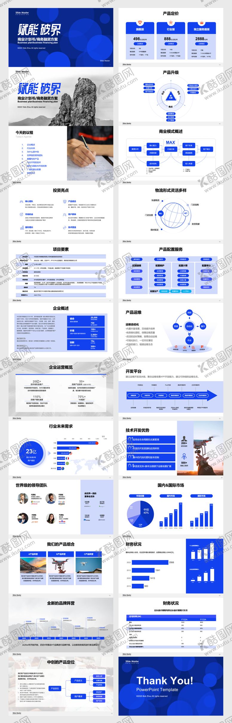 编号：61009108260953467501【酷图网】源文件下载-24页蓝色商业计划书商务融资方案