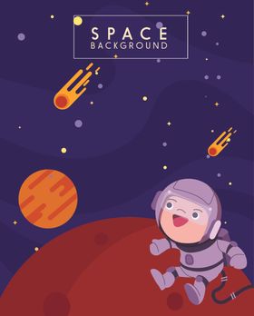 外太空宇航员主题插画