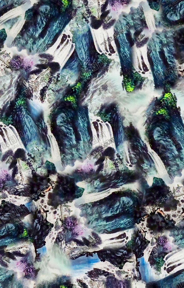 编号：92209110271133435402【酷图网】源文件下载-水墨画印花