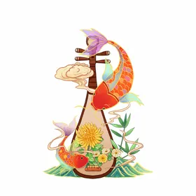 锦鲤夏日素材古典国潮