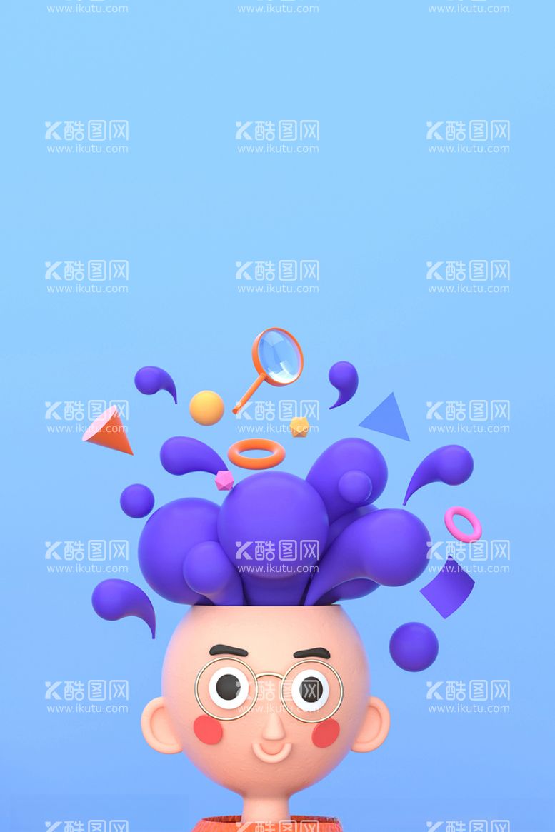 编号：65399312181128344549【酷图网】源文件下载-c4d3D三维立体人物蓝色插画