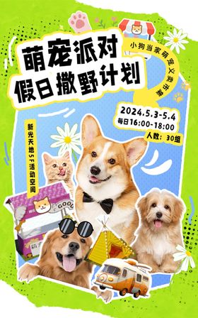 萌宠派对户外春游计划假日海报