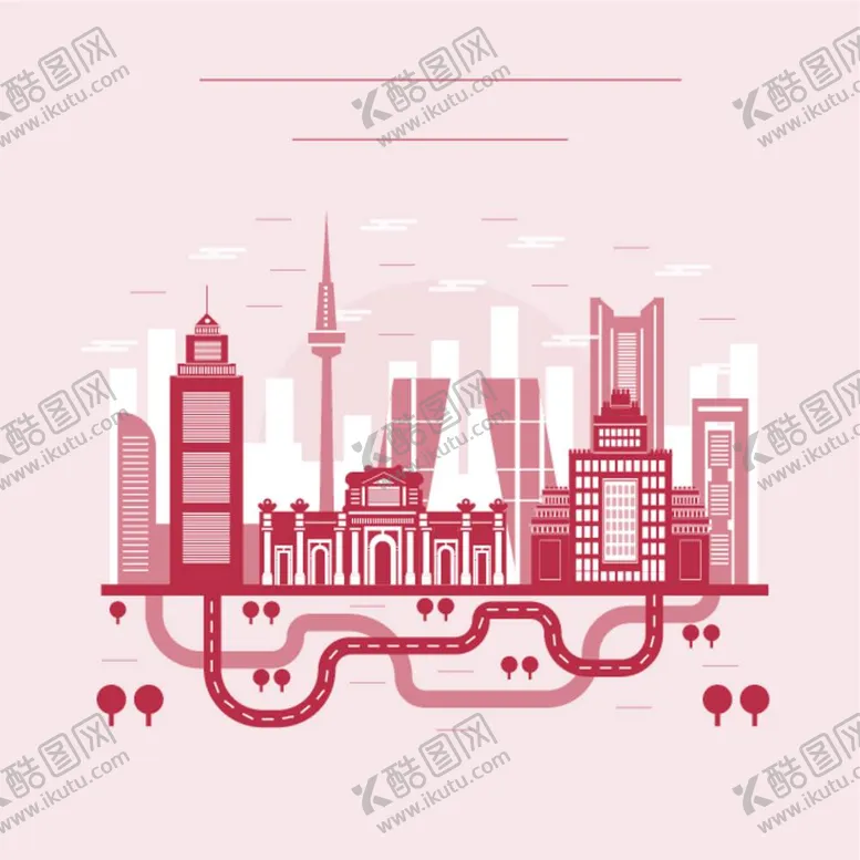编号：32057212040953451174【酷图网】源文件下载-城市建筑剪影矢量素材