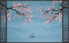 桃花背景墙