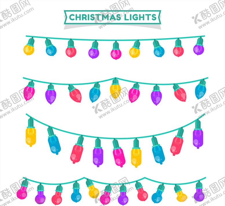 编号：56571509250742048782【酷图网】源文件下载-手绘圣诞彩灯串矢量素材