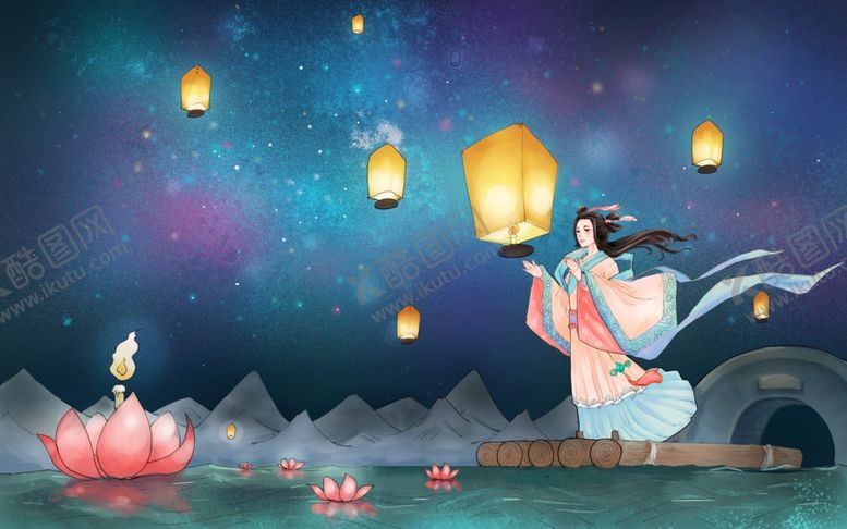 编号：74306610040349265244【酷图网】源文件下载-中元节节日国风古风背景海报素材