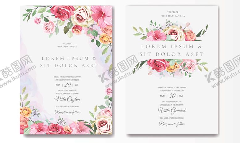 编号：34978111021853061304【酷图网】源文件下载-花卉婚礼邀请函