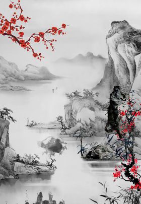 黑白山水画