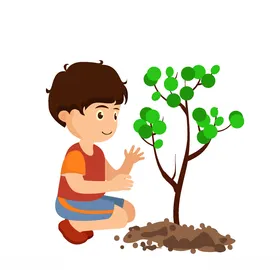 卡通植树种树