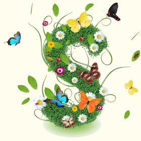 精美植物花朵字母设计S