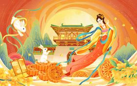国潮插画背景中风创意