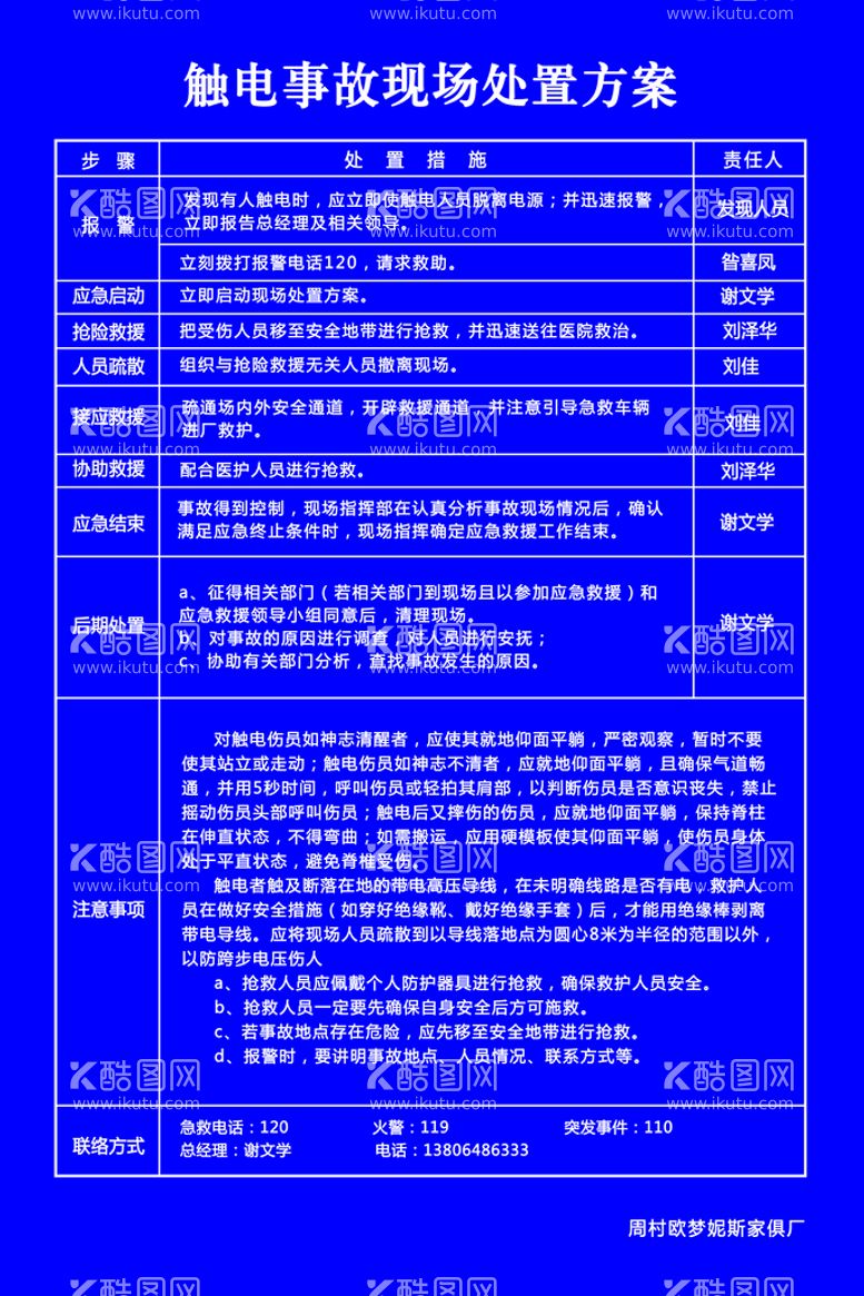 编号：67032809290023272780【酷图网】源文件下载-触电事故现场处置方案