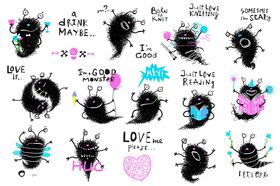 可爱蜜蜂插画图案集合