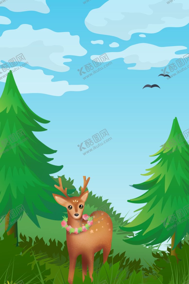 编号：57219809261748487950【酷图网】源文件下载-小鹿插画