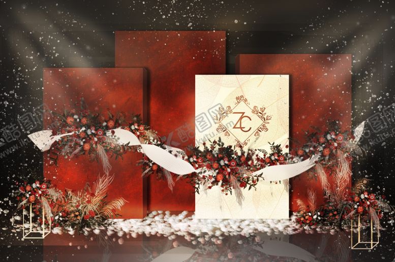 编号：54286709261141201918【酷图网】源文件下载-红金色婚礼效果图