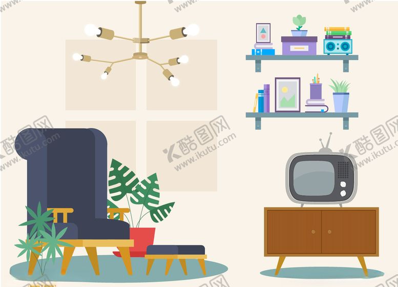 编号：72941309202009057349【酷图网】源文件下载-客厅一角