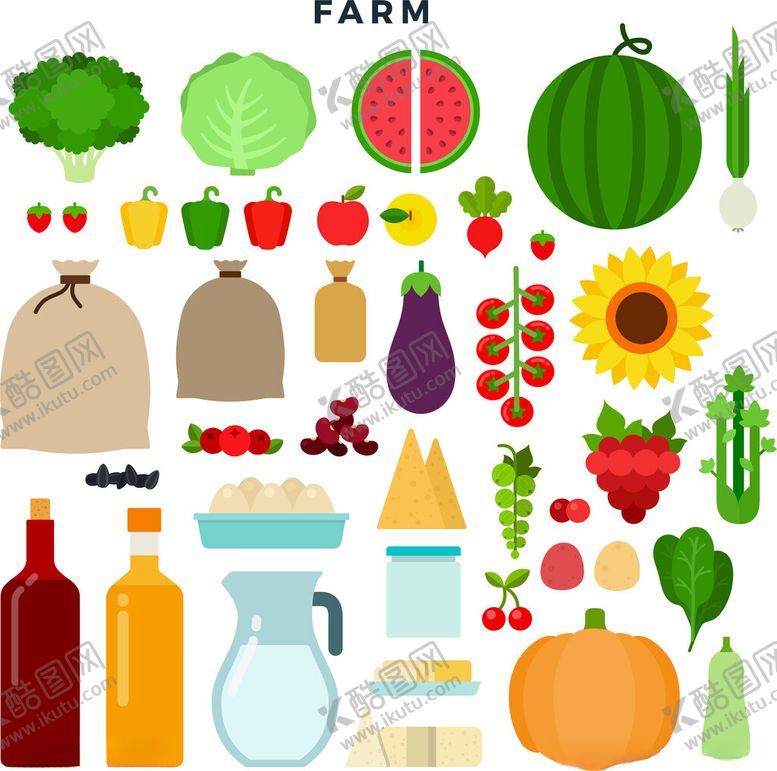 编号：77821611200441502425【酷图网】源文件下载-农场新鲜蔬果与饮品组合