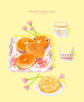 卡通手绘甜品蛋糕