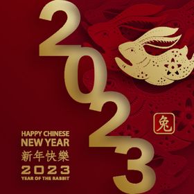 2023年兔金色立体字封面新展板