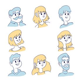 卡通人物头像简笔画简约男生女生可爱