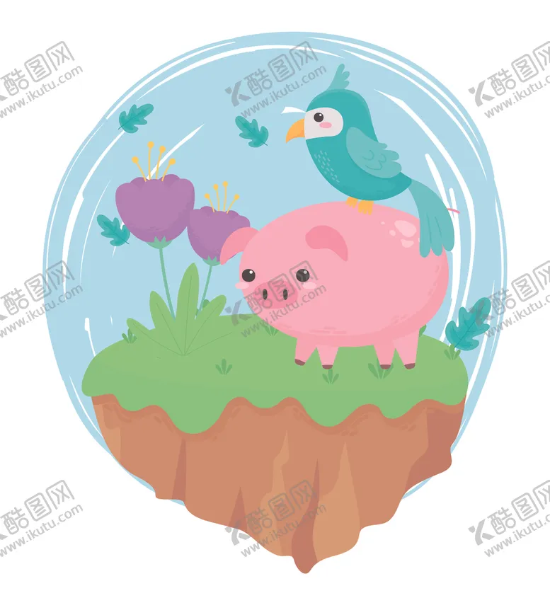 编号：33161007012151011513【酷图网】源文件下载-手绘淡彩动物
