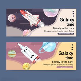 太空火箭主题插画海报