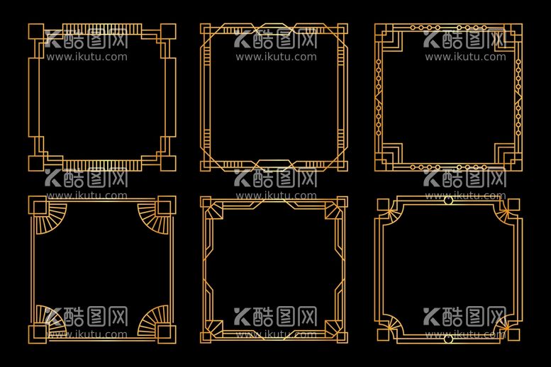 编号：50728309200114475742【酷图网】源文件下载-金色花纹边框 