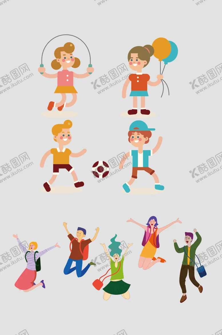 编号：64920109240226046980【酷图网】源文件下载-AI卡通运动小孩子人物