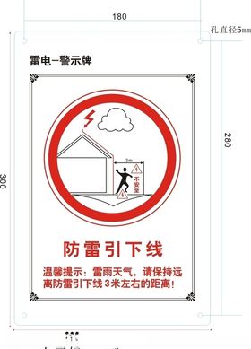 雷电警示牌防雷引下线