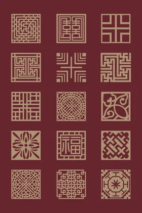 中国传统图案月饼吉祥装饰花纹古典花边