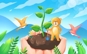 植树节展板共创绿色家园活动广告设计