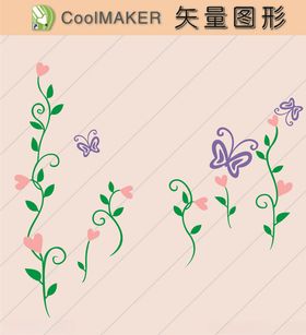 花草剪纸花草壁纸简洁手绘