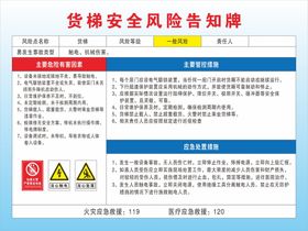 货梯安全风险告知牌