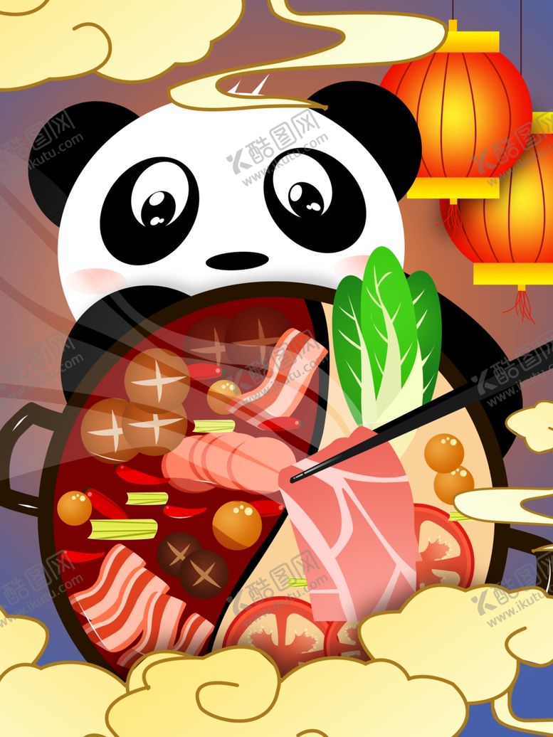 编号：88793905031233395762【酷图网】源文件下载-熊猫美食之四川火锅