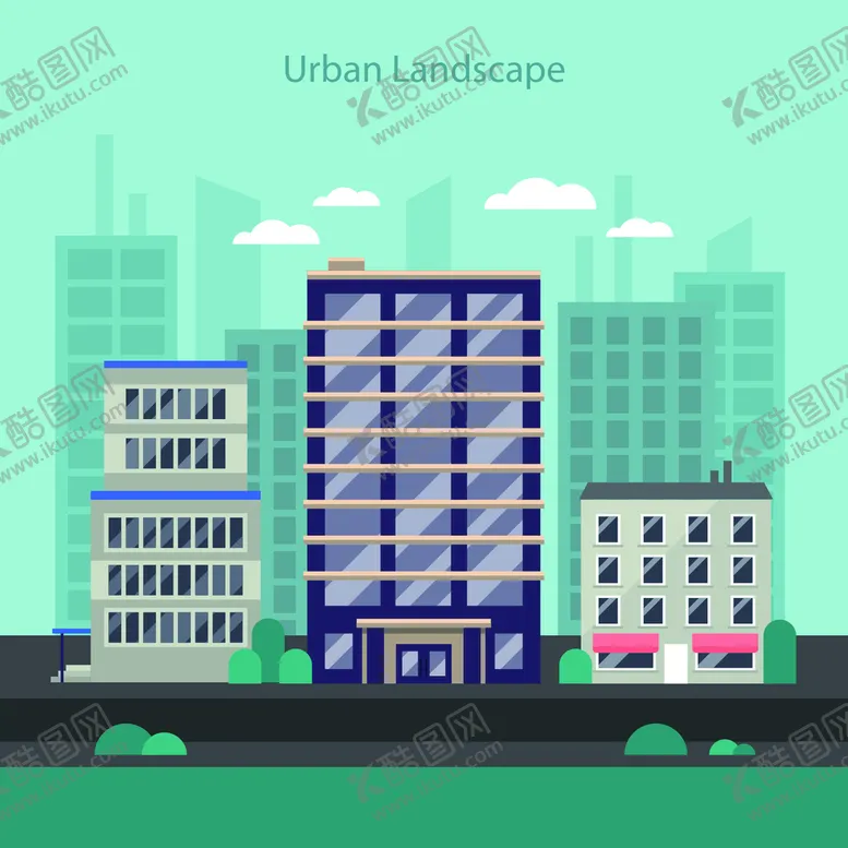 编号：41329809251425076825【酷图网】源文件下载-扁平化城市 