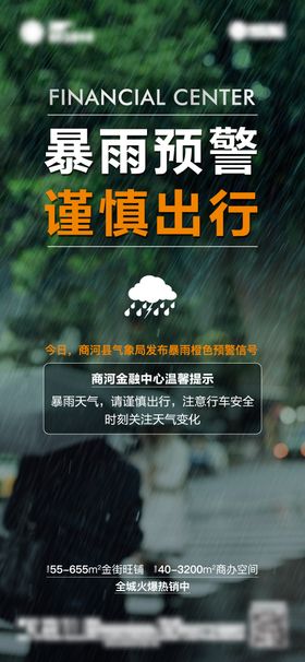 暴雨大风预警温馨提示海报
