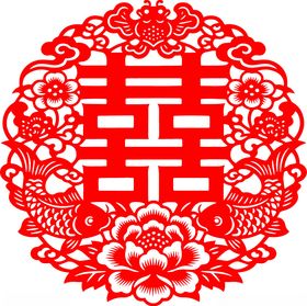 传统双喜剪纸图案