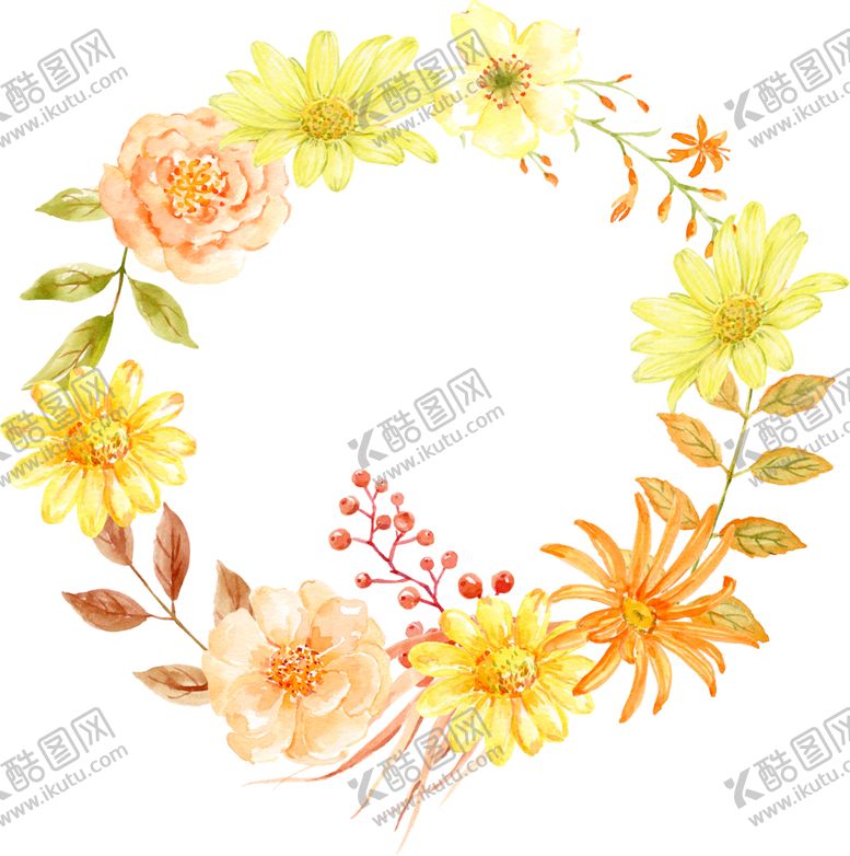 编号：80990904160722491197【酷图网】源文件下载-鲜艳水彩花朵装饰