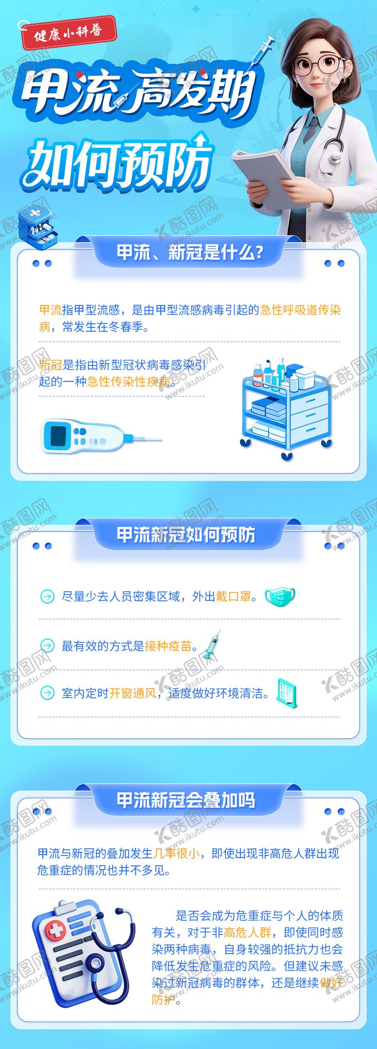 编号：85475012151626585449【酷图网】源文件下载-科普甲流高发期如何预防海报