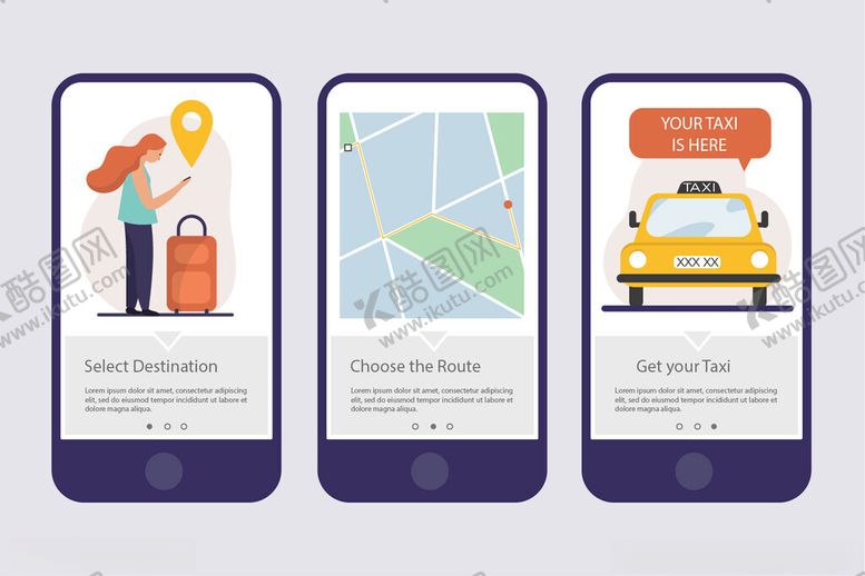 编号：61018411142141381000【酷图网】源文件下载-出行服务应用界面展示