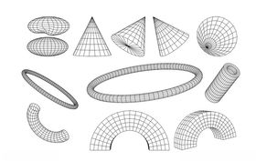 线描三维空间3D图形矢量元素