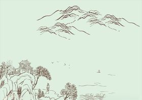 硅藻泥背景山水画